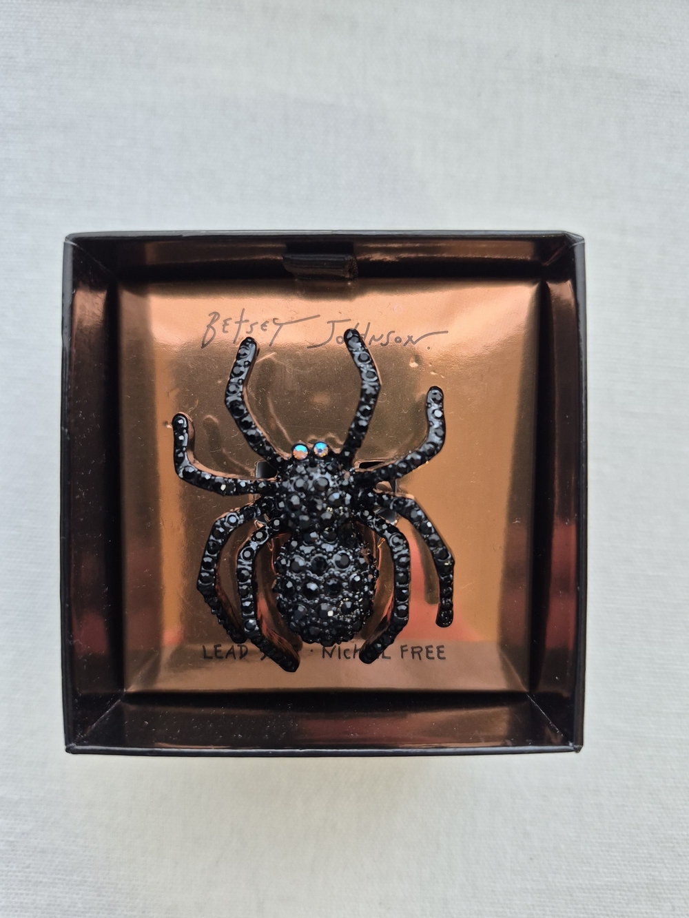 Betsey Johnson Black Spider Cocktail Ring